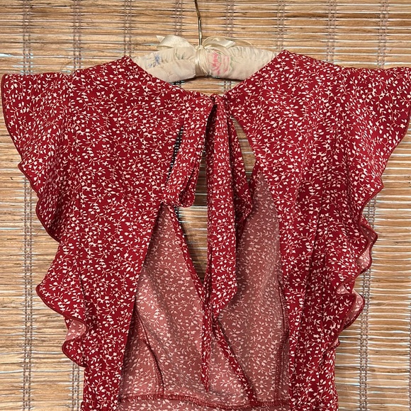 SHEIN Open Back Tie Back Ruffle Flutter Sleeve Ditsy Floral Dress, Sz.Small NWOT - Picture 5 of 12